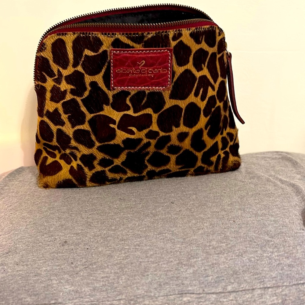 Alberta Di Canio clutch bag leopard print and red leather
